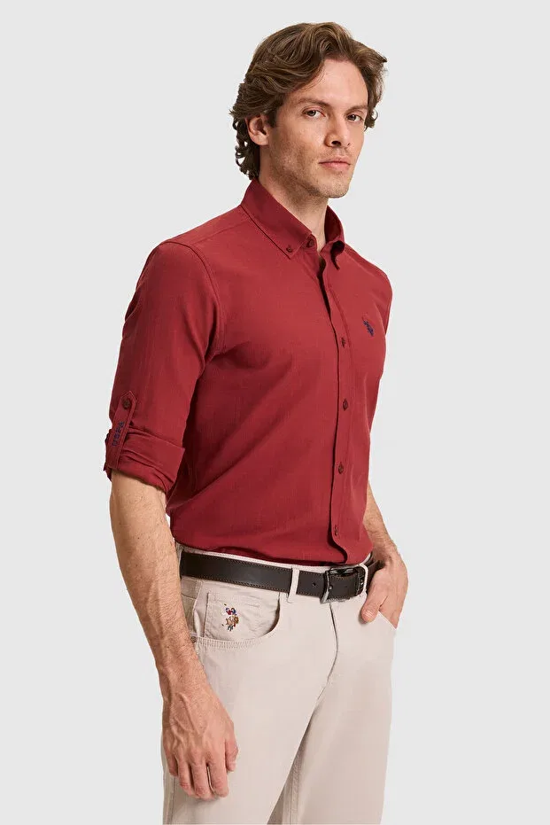 Мужская рубашка с длинным рукавом U.S. Polo Assn., Cherry — фото 3