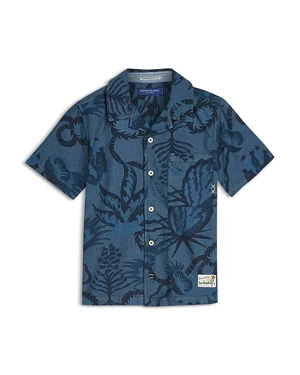 Детская рубашка для мальчиков с принтом Scotch & Soda, темно-синий