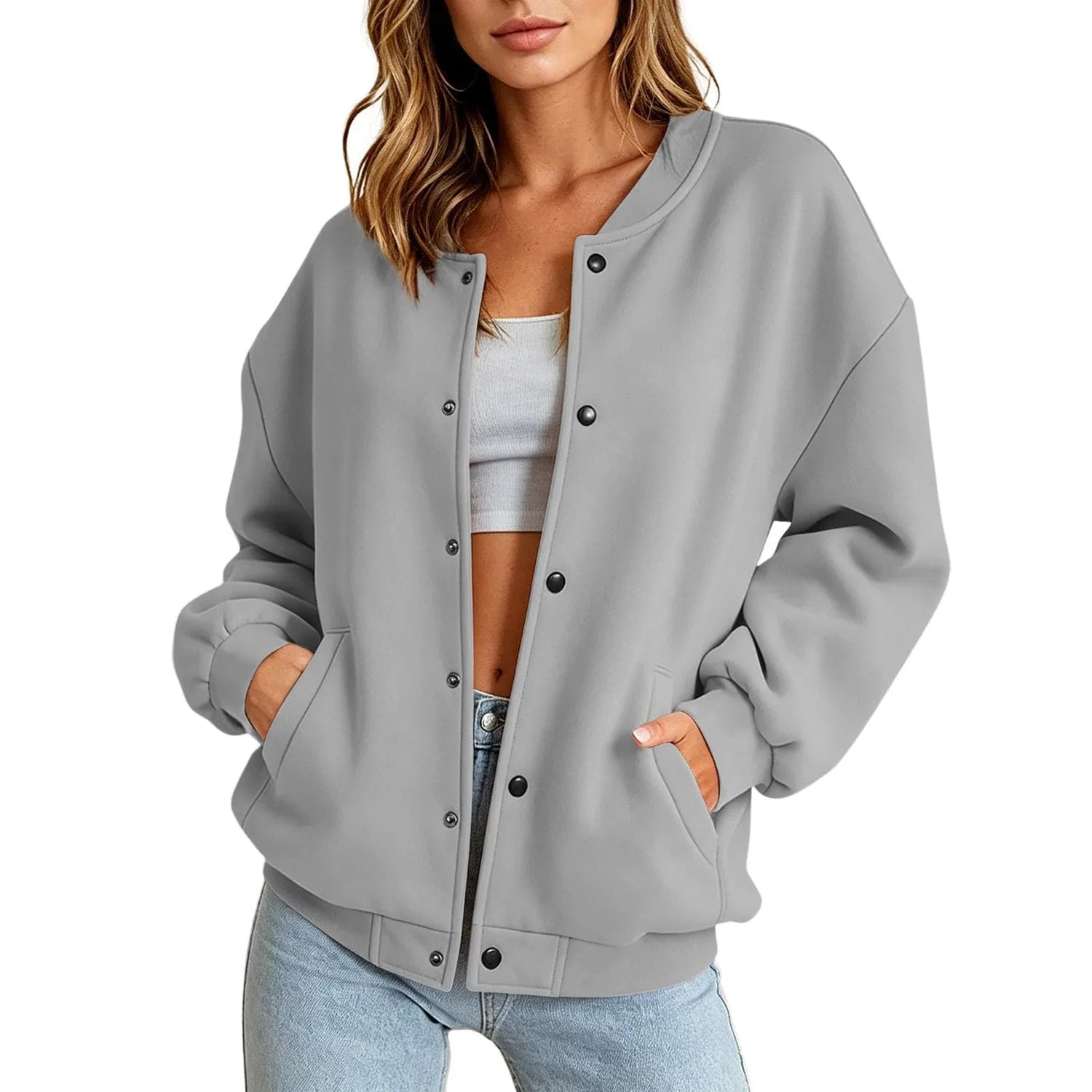 Женское пальто oversize с длинным рукавом, Grey