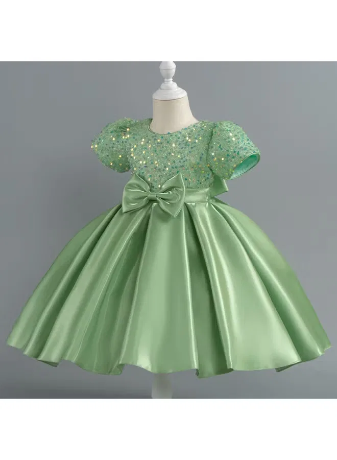 Платье детское с коротким рукавом с пайетками Best Gift Fashion, зеленый