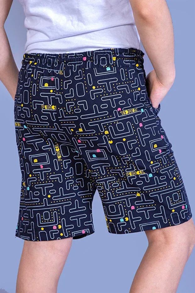 Детские шорты для мальчиков с принтом Pac-Man Printed Toontoy, Navy Blue — фото 2