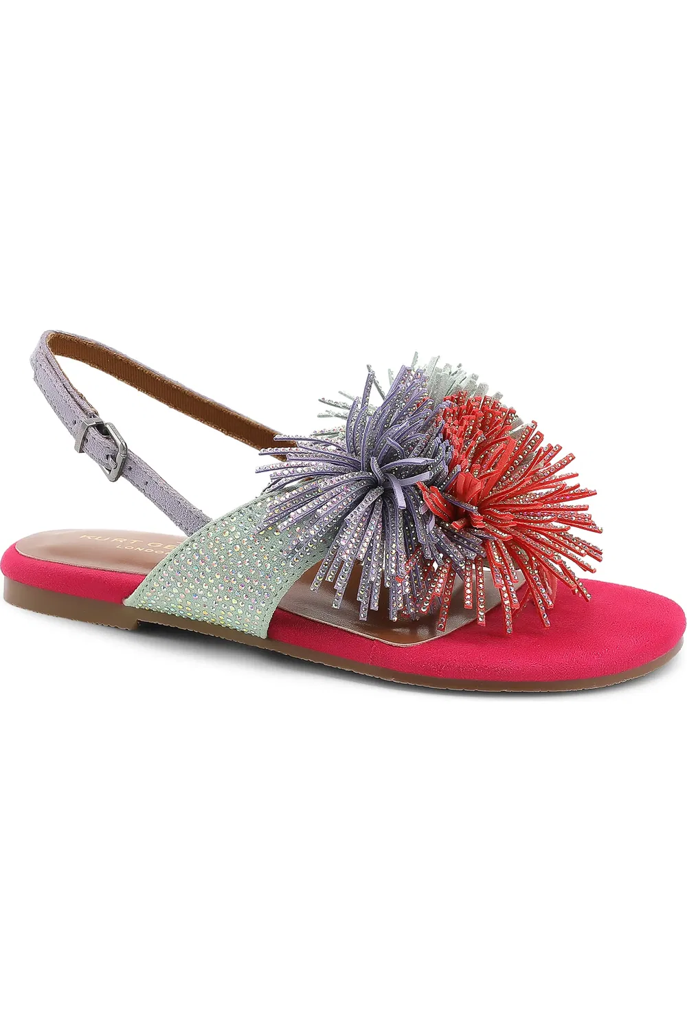Детские сандалии слингбэк с бахромой Mini Fringe Kurt Geiger London, Pink Multi