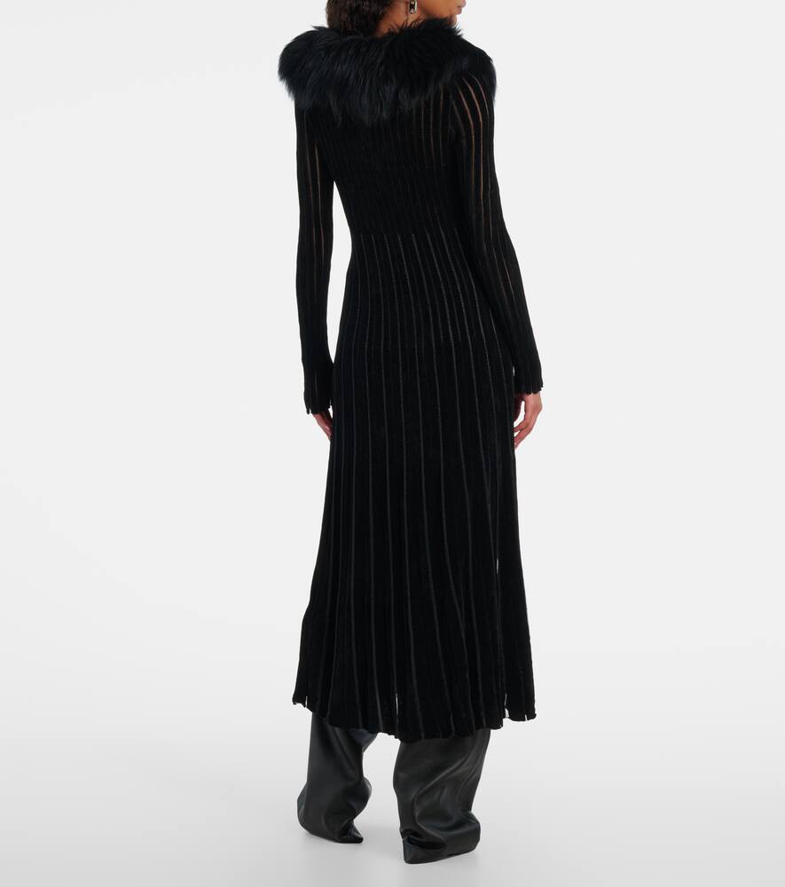 Полосатый кардиган с отделкой из овчины Blumarine, Black — фото 3