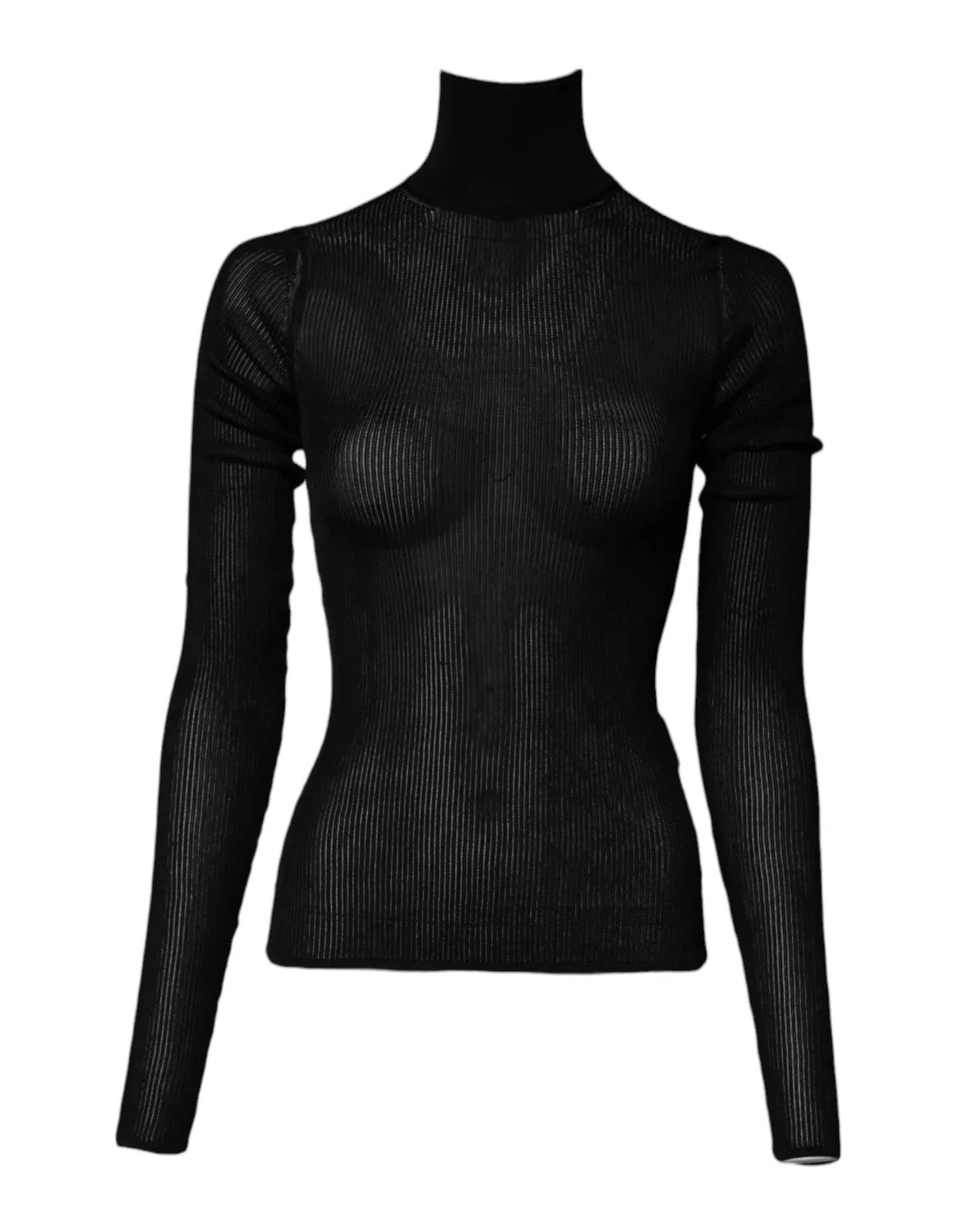 Женский трикотажный лонгслив с высоким воротом Turtle Neck Blouse Dolce & Gabbana, Black