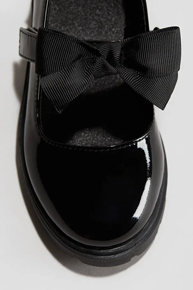 Детские туфли для девочек с липучкой Mary Janes H&M, Black — фото 3
