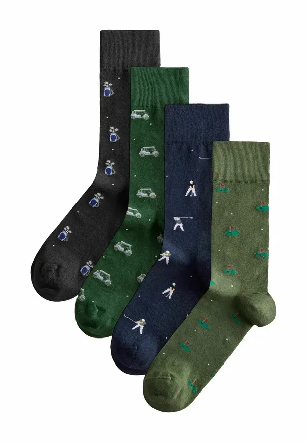 Носки 4 пары, хлопок, Signature pattern socks, Next Green Golf, синий/зеленый
