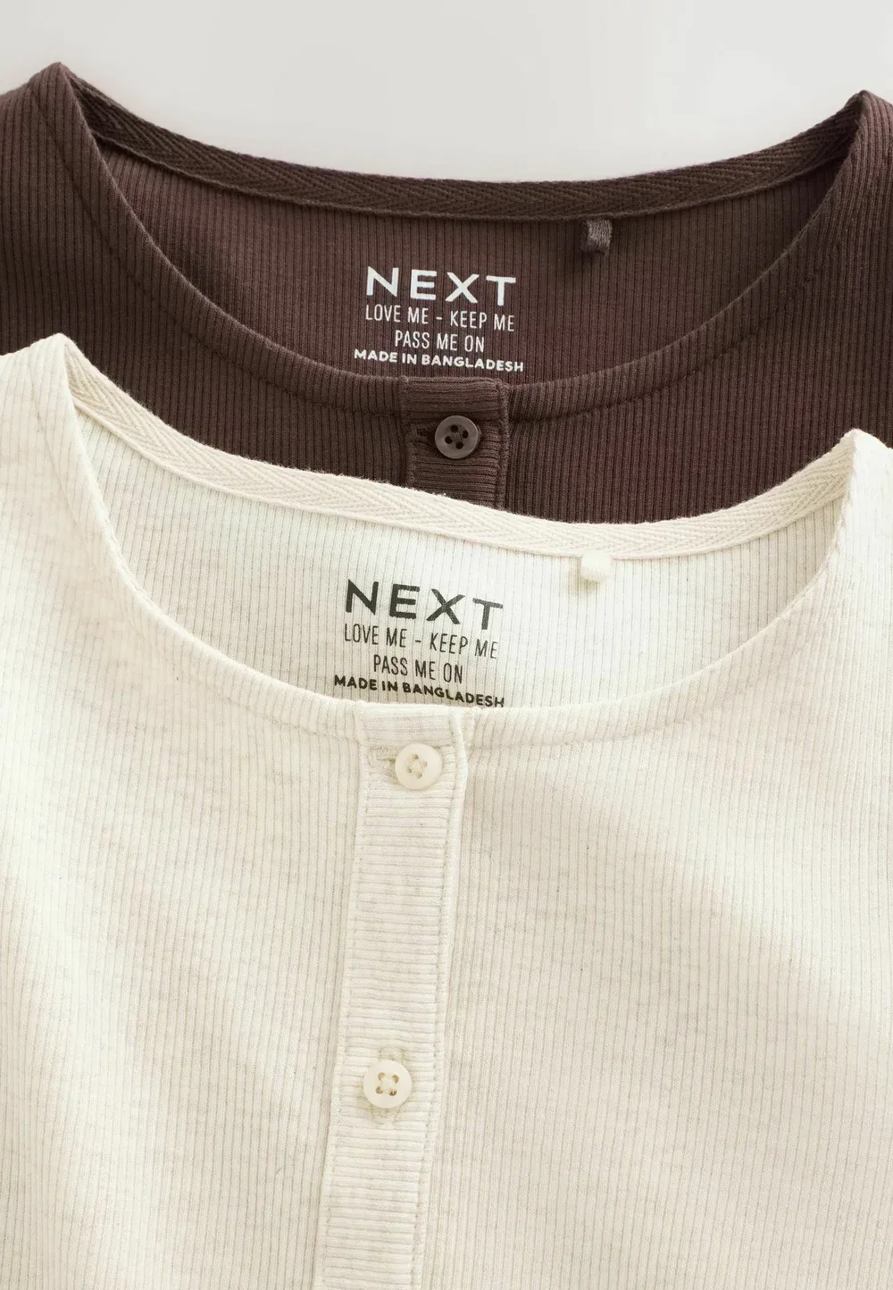 Комплект из 2 кардиганов с длинными рукавами в рубчик Next, Cream Brown — фото 4