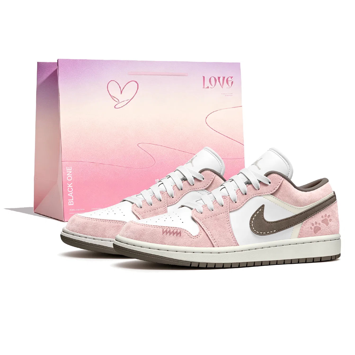 Детские кеды для скейтбординга с рисунком Jordan Nu Retro, Pink (Shopping Bag)