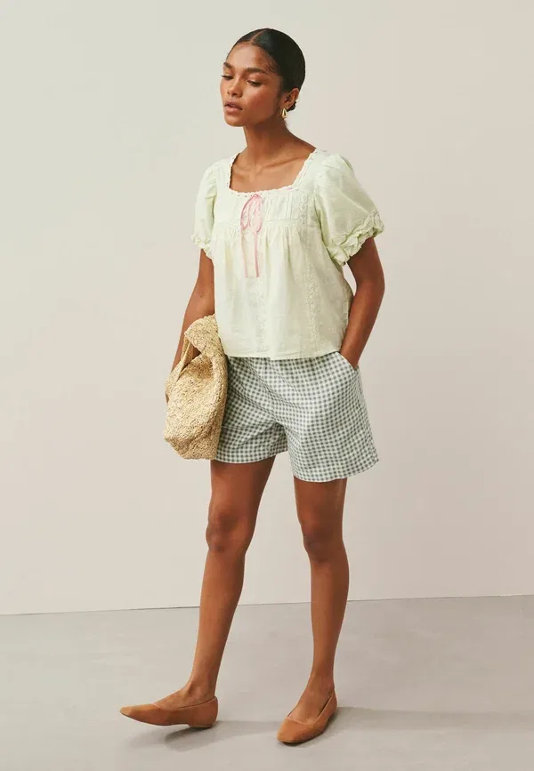 Шорты с клетчатым принтом Shorts Next, Green Ecru Gingham, зеленый — фото 2