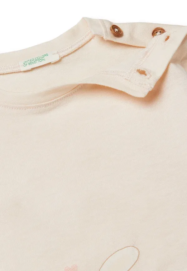 Топ с длинными рукавами, с вышивкой и принтом United Colors Of Benetton, розовый — фото 3