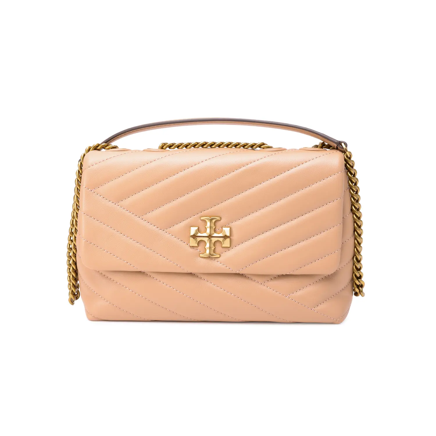 

TORY BURCH Кожаная сумка кроссбоди через плечо женская розово-коричневая