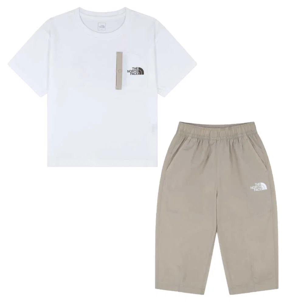 Детский спортивный комплект из футболки и брюк с принтом HIKE CAPRI The North Face, Ivory White / Light Khaki