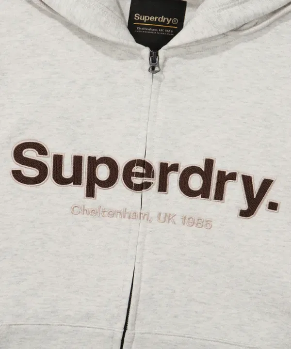 Худи с капюшоном, большой логотип, Superdry, светло-серый — фото 4