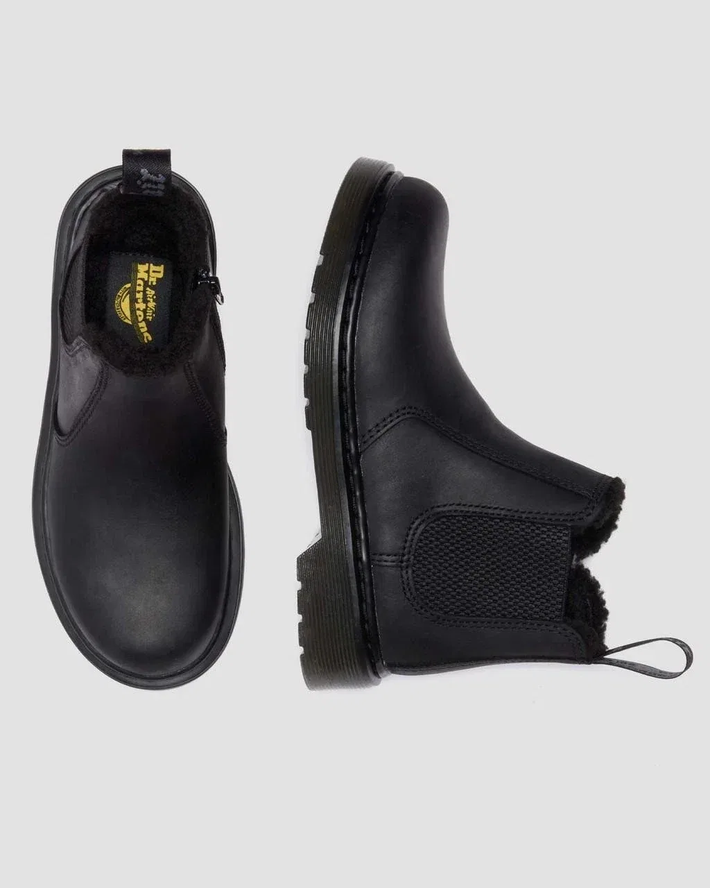Детские ботинки Chelsea с искусственным мехом Dr. Martens 2976 Black — фото 4