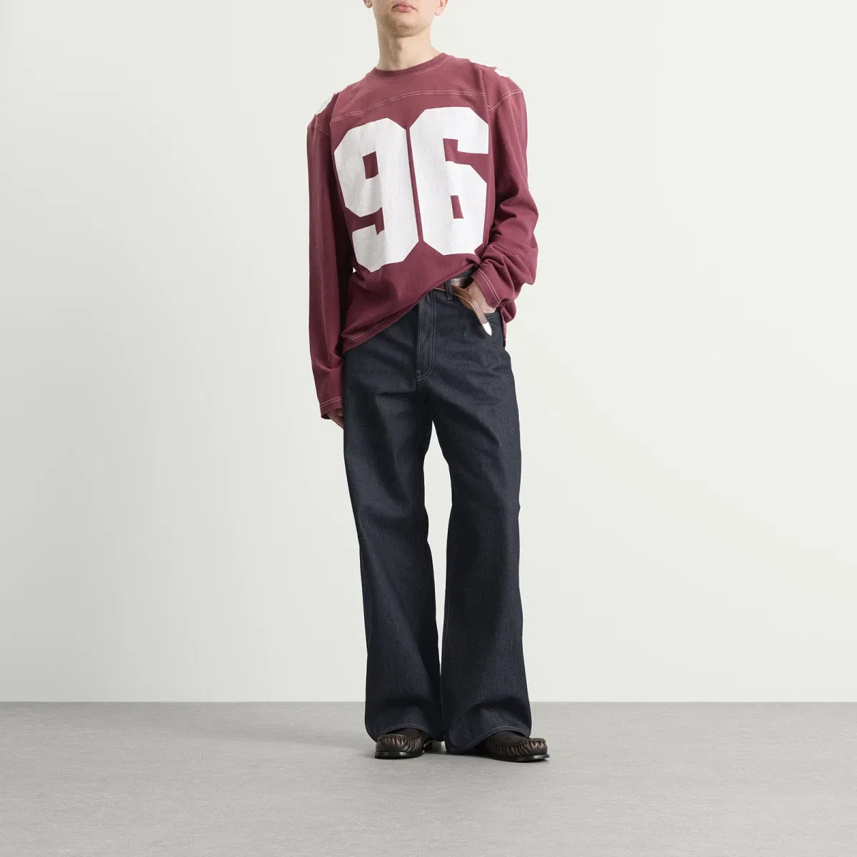 Джинсы свободного кроя с широкой штаниной 1981 Raw Denim Wide Leg Jeans Acne Studios, Indigo Blue — фото 4