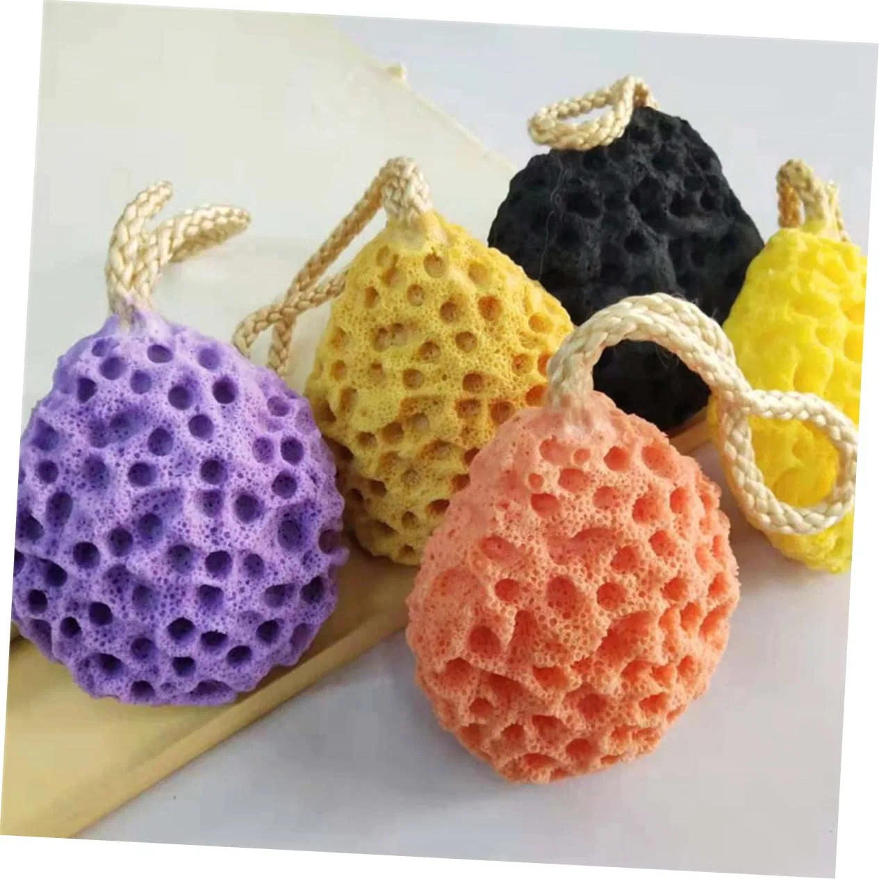 Набор мочалок для тела Honeycomb Bath Sponge, 3 шт., WRITWAA, 85 г, Yellow — фото 2