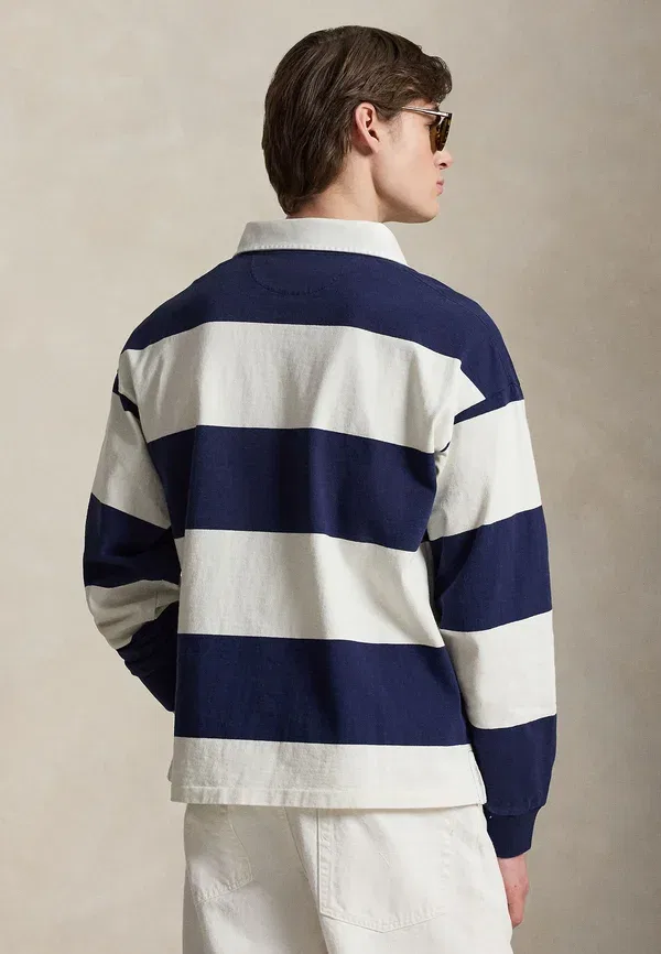 Поло с длинным рукавом Polo Ralph Lauren, белый/темно-синий — фото 3