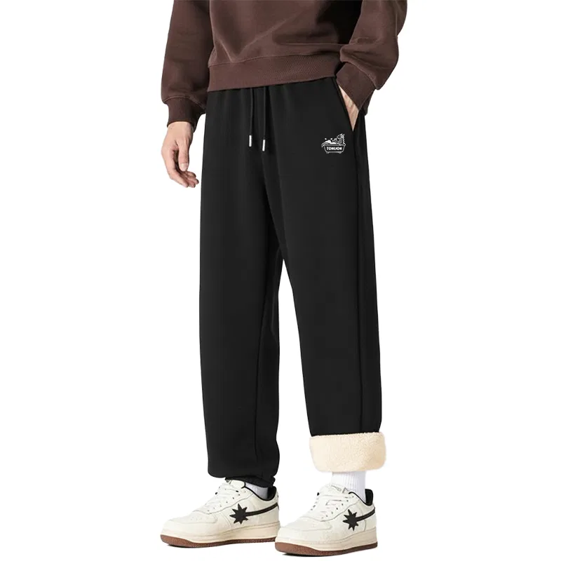 Детские утепленные спортивные штаны из флиса Tonlion, Text: (Thickened Lambswool)Dark Gray — фото 3