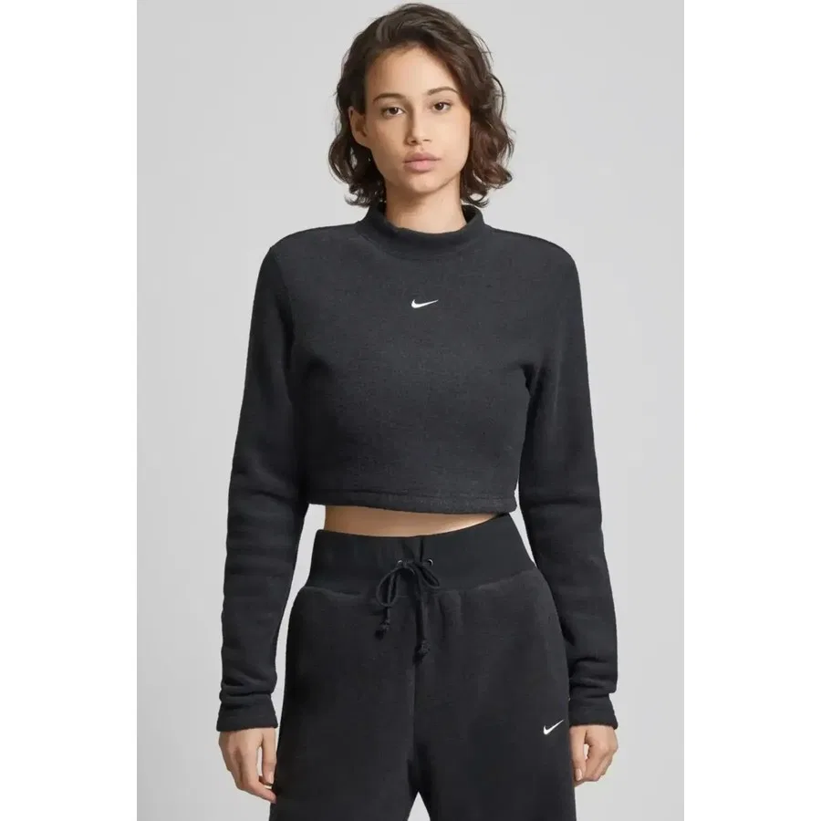 Свитшот женский с мини-воротником Phoenix Plush Nike, Черный — фото 2