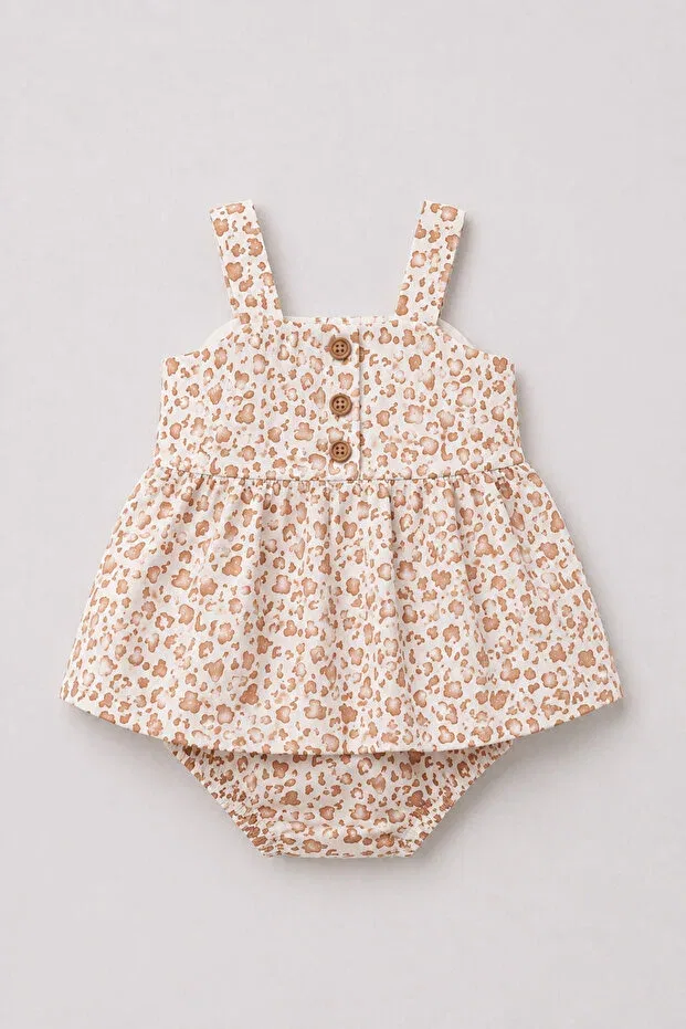 Детское платье для девочек с принтом Leopard patterned bandana romper baby dress Pmini, Leopard — фото 3