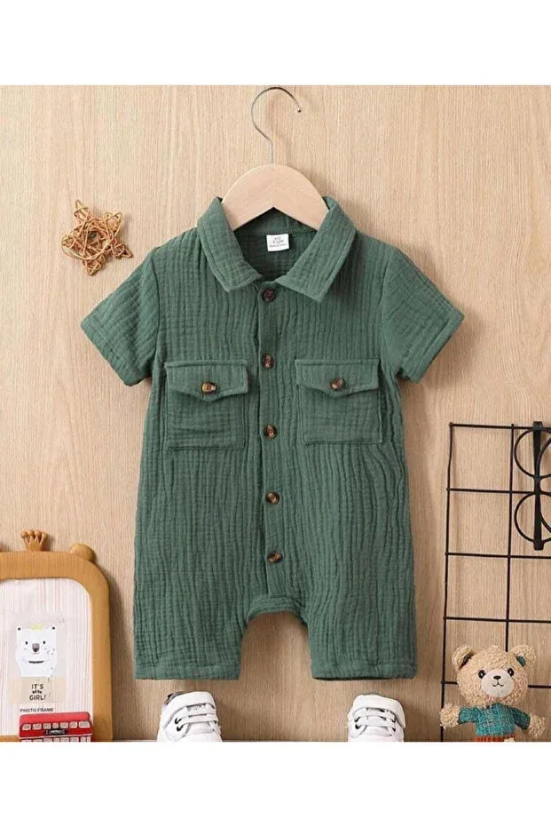 Детский комбинезон хлопковый муслиновый Bubito, Khaki