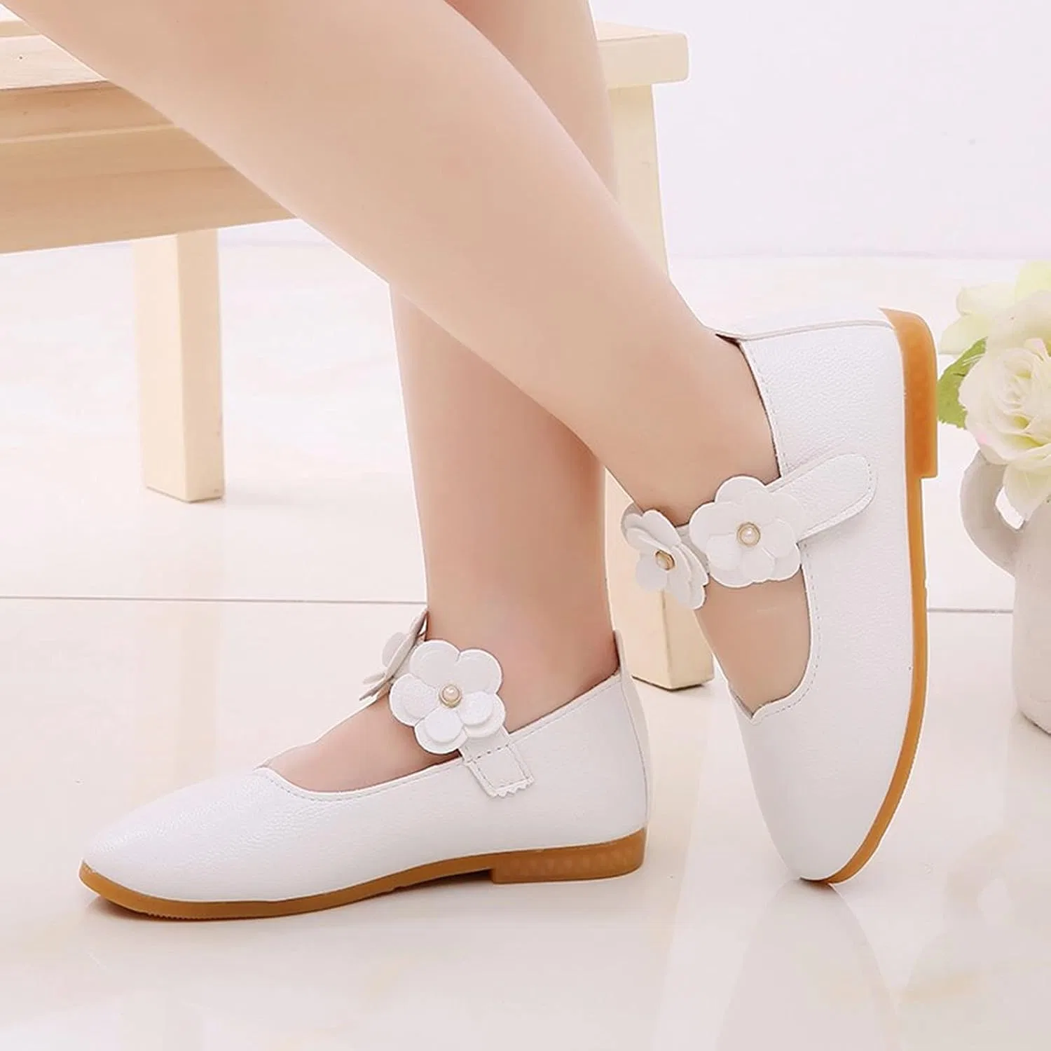 Детские туфли для девочек на шнуровке Oxford Shoes, White — фото 4