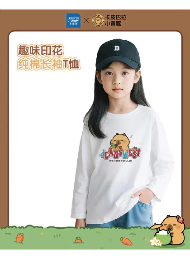 Футболка с принтом с длинным рукавом Capybara x Little Yellow Dolphin Jeanswest, белая