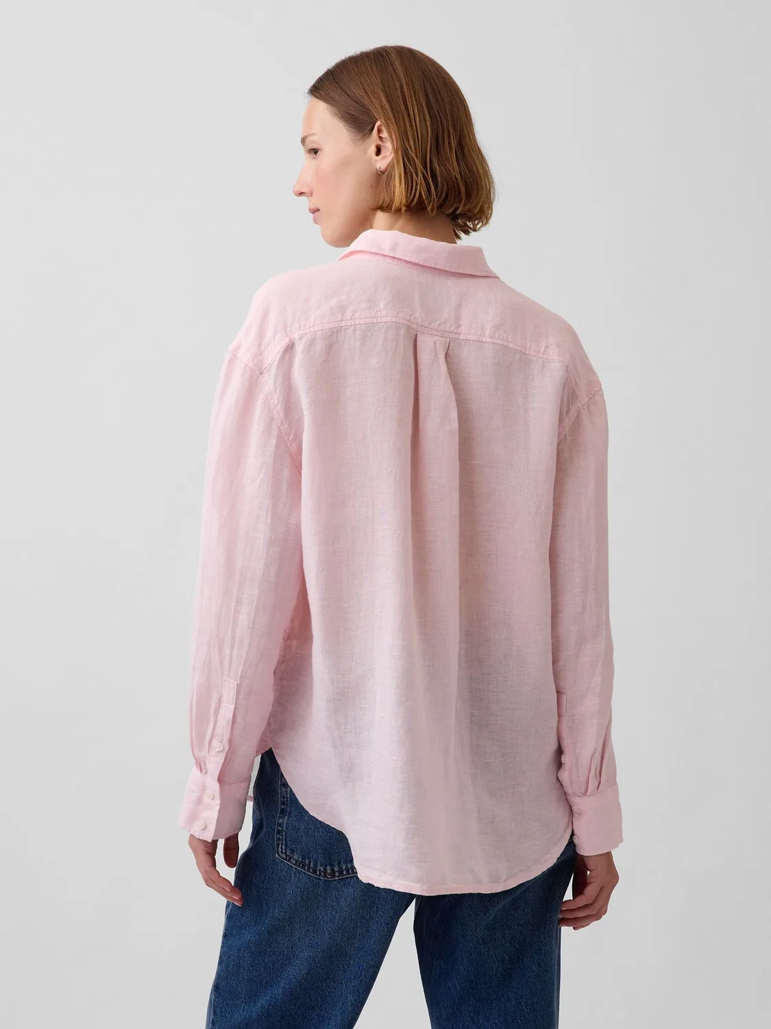Рубашка оверсайз из льна Gap, Light Pink — фото 2