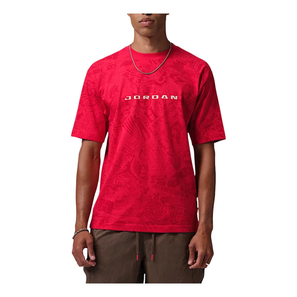 Мужская футболка хлопковая Air Jordan Brooklyn University Red Phantom, красный