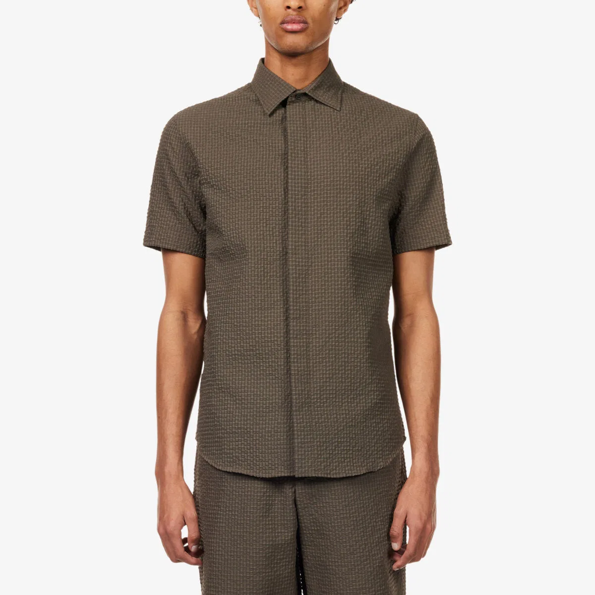 Рубашка Icon с коротким рукавом из тканого сирсакера Emporio Armani — фото 3