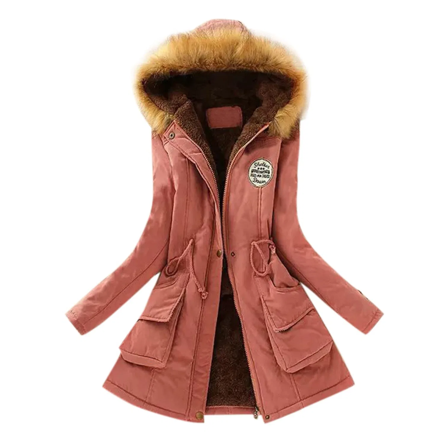 Женская длинная утепленная куртка из флиса, Colore: Rosa — фото 2