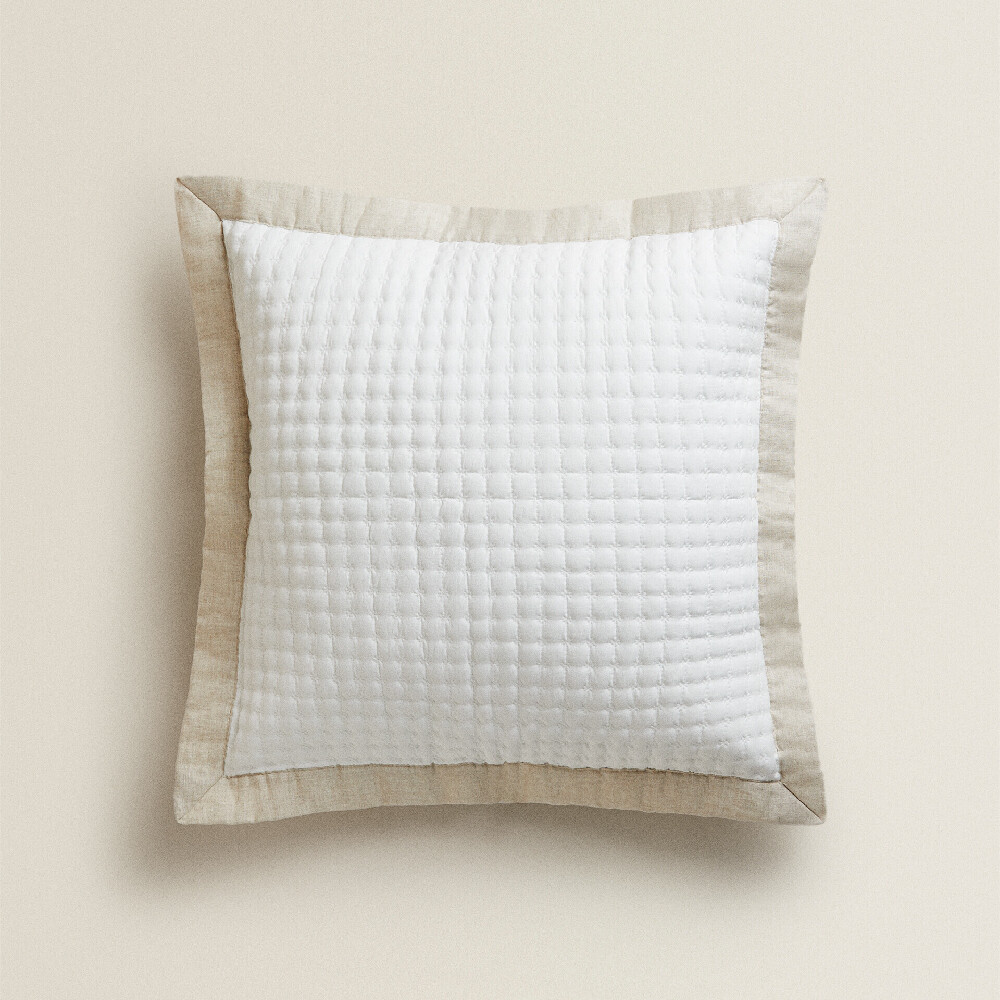 

Чехол Zara Home Textured Cover With Linen Border, бежевый