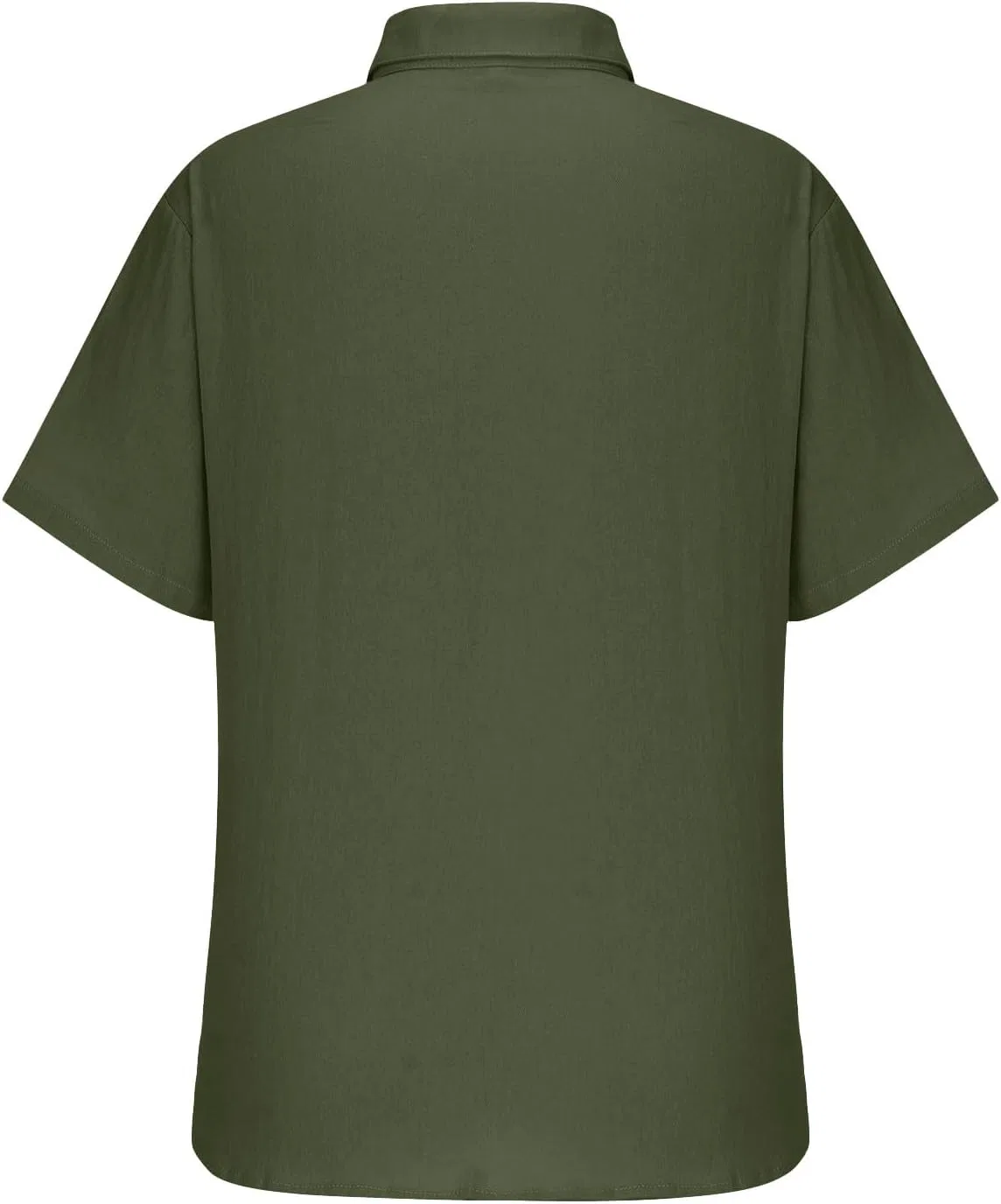 Мужская рубашка из хлопка и льна с коротким рукавом, Army Green — фото 3