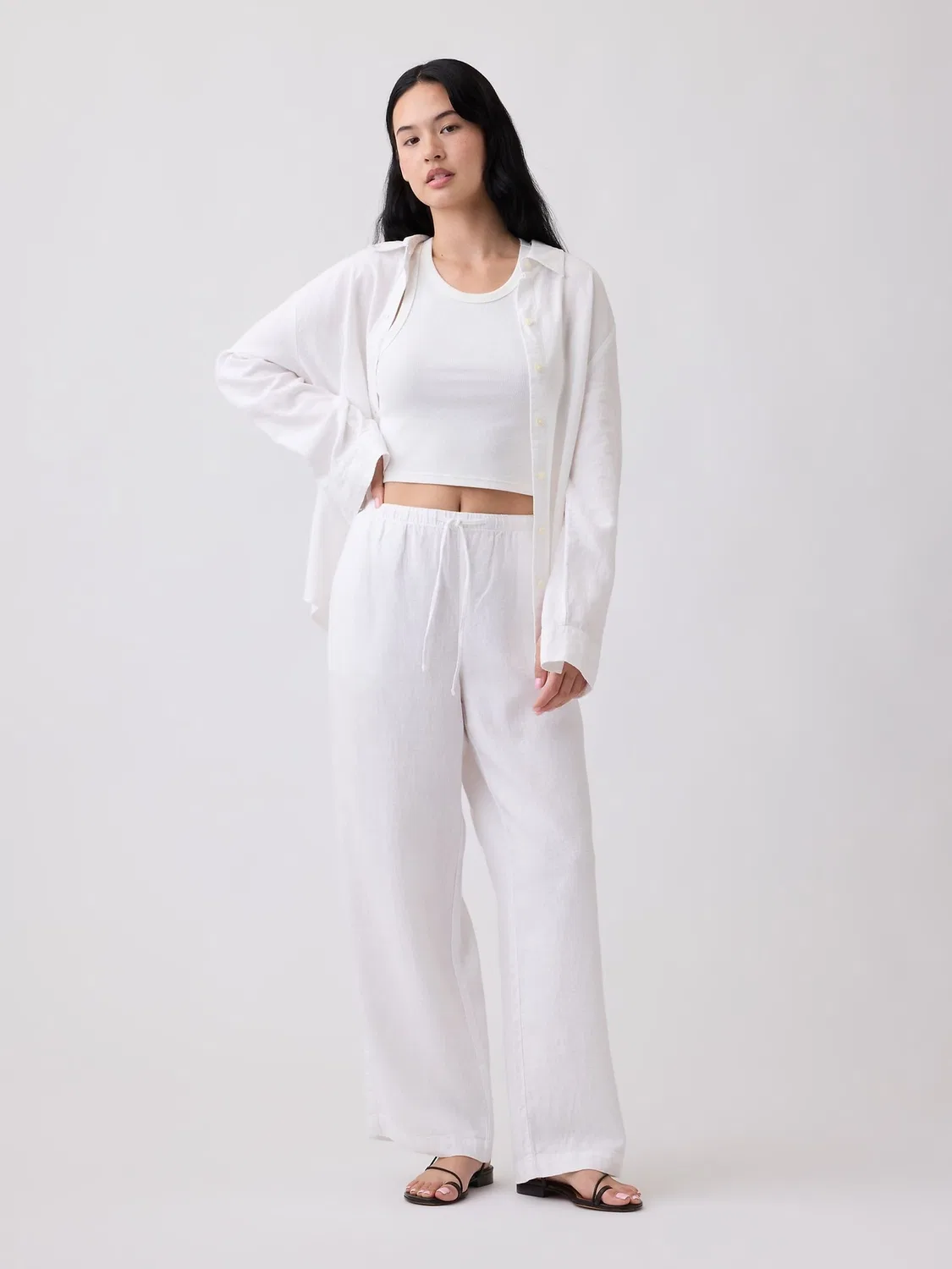 Брюки свободные широкие Relaxed Gap, белые — фото 3