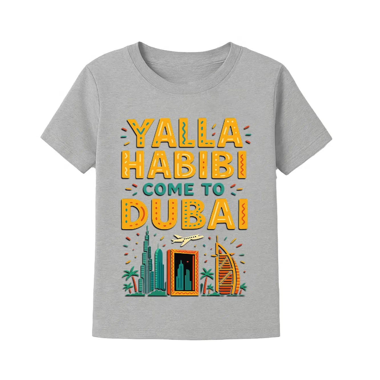Футболка с принтом Yalla Habibi Come To Dubai Yoo Street, серый