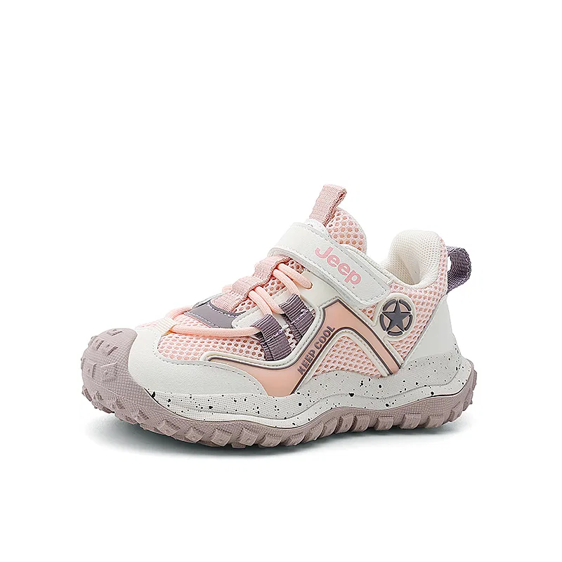 Детские кроссовки тканые с моделью Woven Anti Kick Cushioning Abrasion Resistant Low top Jeep, Beige Pink
