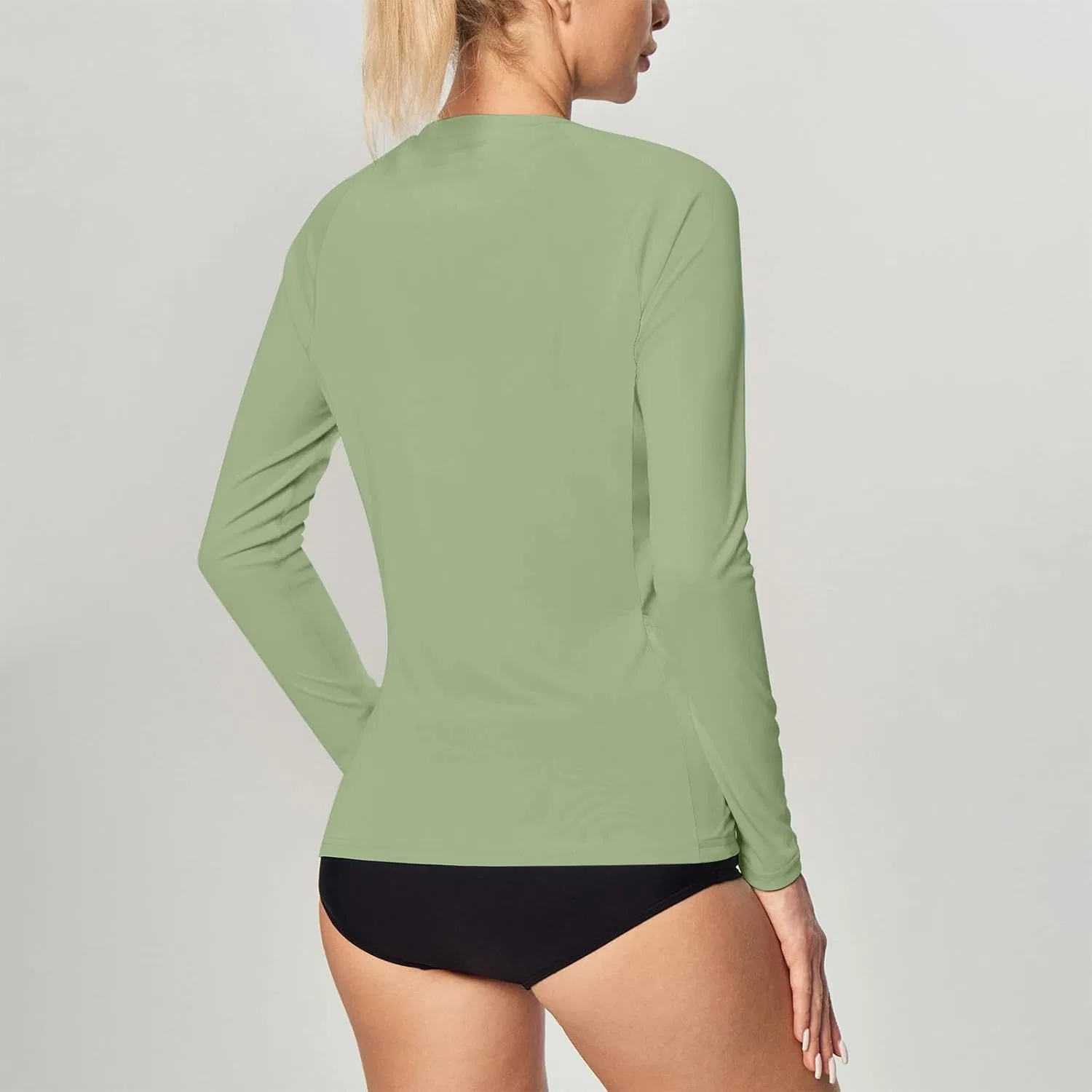 Женская рашгард с длинным рукавом UPF 50+ с карманами, Mint Green — фото 3
