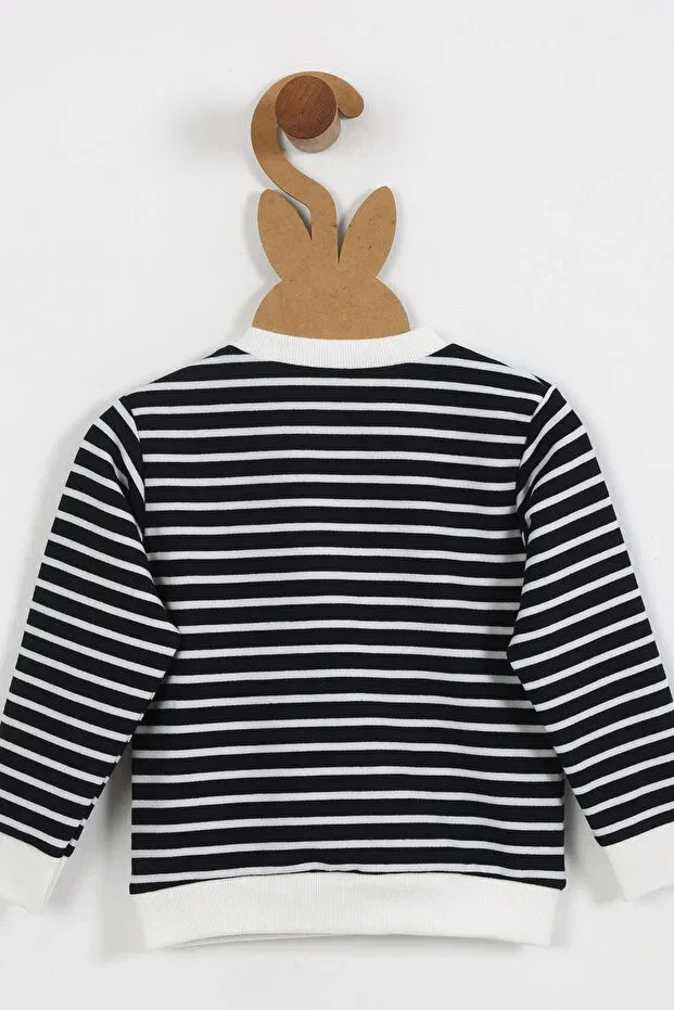 Детские свитшот для мальчиков в полоску с принтом Luess, Navy Blue — фото 4