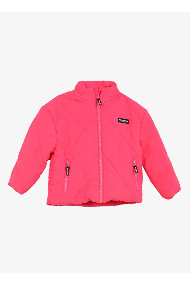 Детское пальто для девочек стеганое Fuchsia girl's stand collar loose fit quilted coat d3wg-mnt2 Discovery Expedition, Fuchsia
