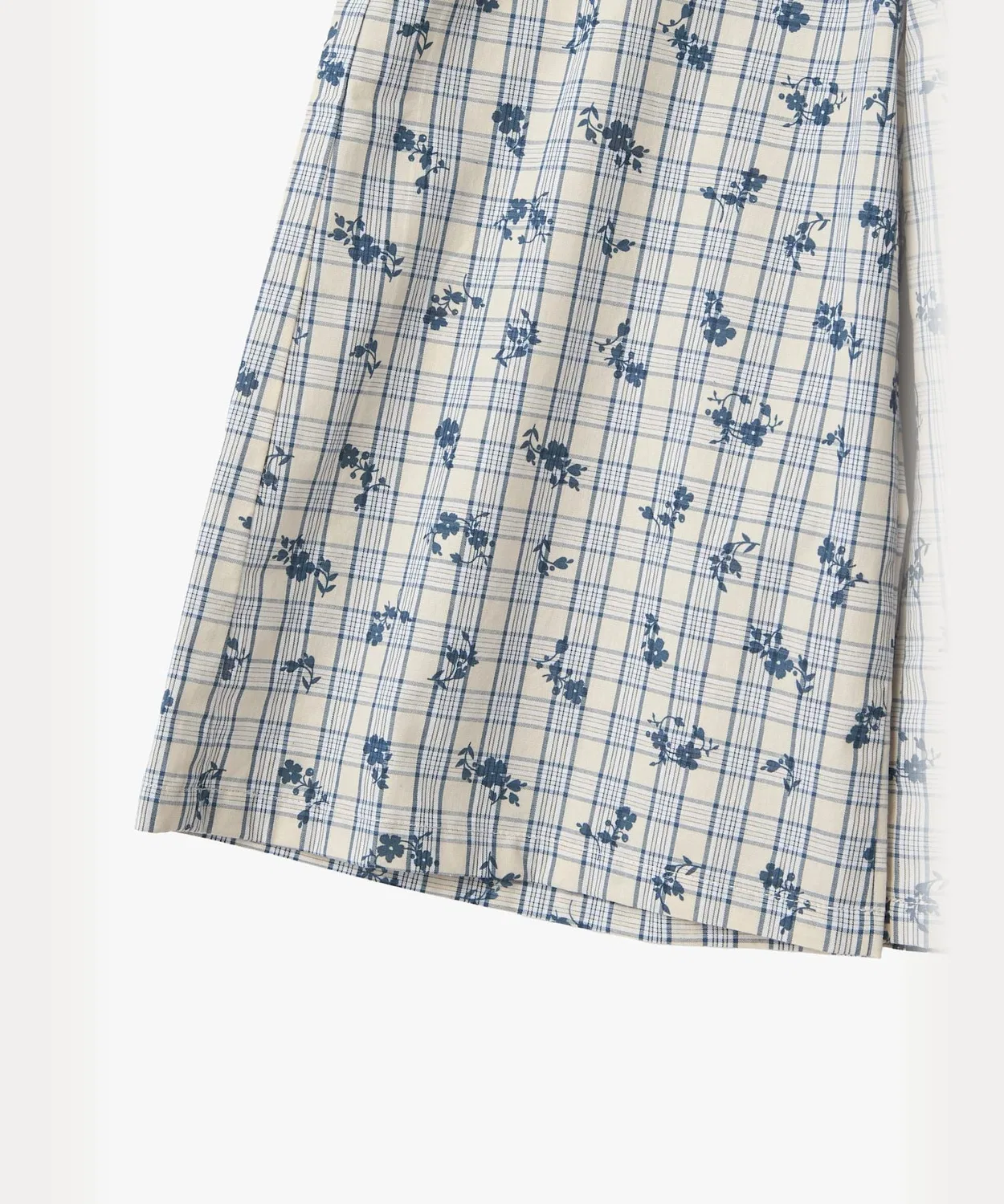 Детские штаны-кропы с цветочным принтом в клетку, модель Flower Print, agnes b., Blue — фото 4