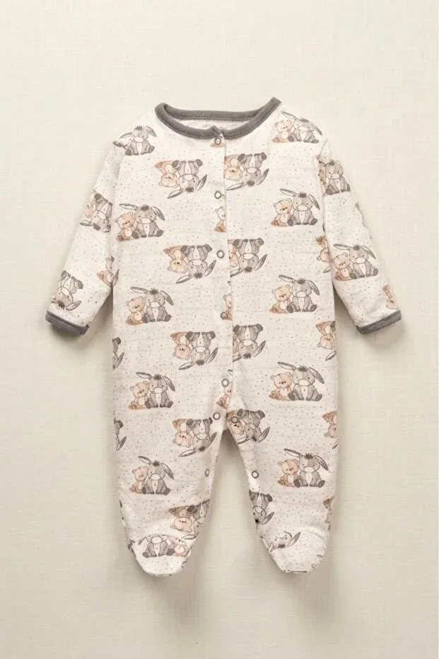 Детский комплект боди и пинеток из 3 предметов с принтом Cute Friends Pattern Mielco, Multicolor — фото 2