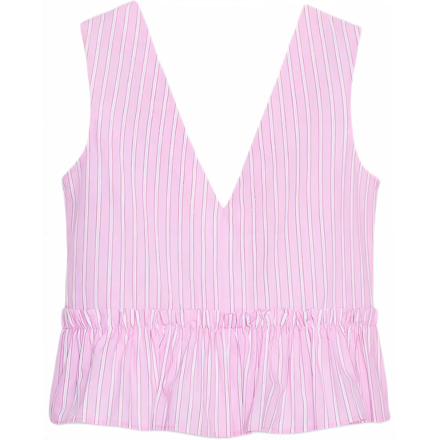 Женский топ-майка без рукавов с V-образным вырезом Pink/White ZARA, Pink/White — фото 3