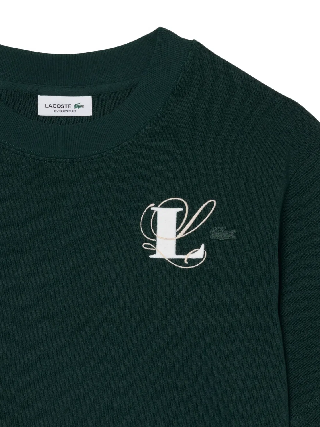 Футболка оверсайз с вышитым логотипом зеленая Lacoste, зеленый — фото 2