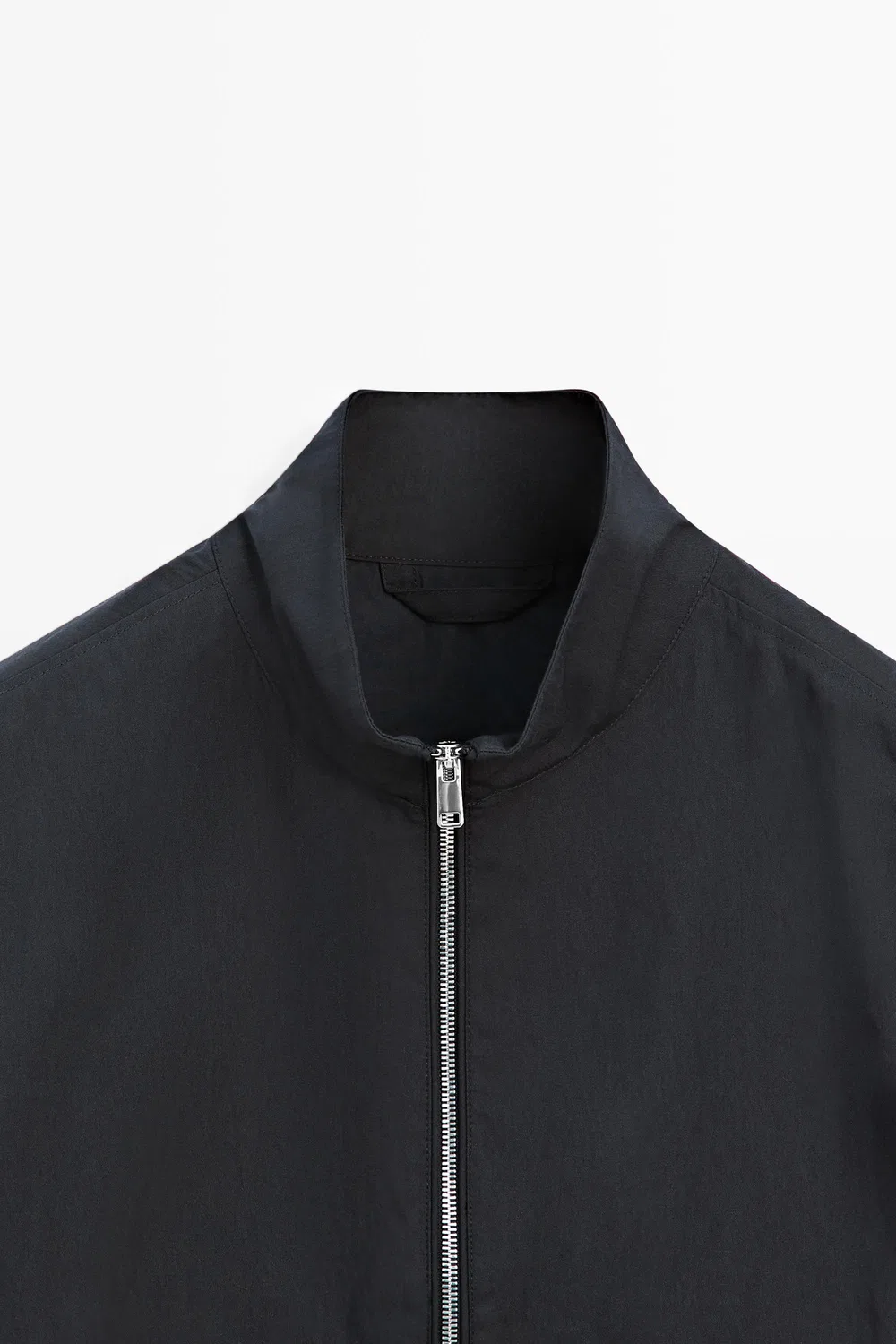 Куртка Massimo Dutti, с высоким воротником из смесовой хлопковой ткани, темно-синий — фото 4