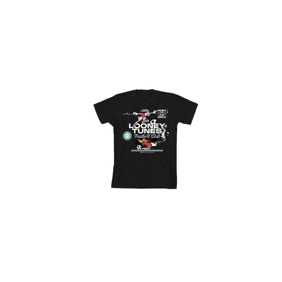 Детская футболка с принтом Looney Tunes Bugs Daffy & Sylvester Football Club, Черный — фото 4