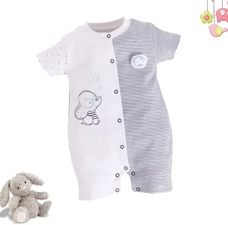 Боди-комбинезон с коротким рукавом и принтом слоненка Baby Go, белый