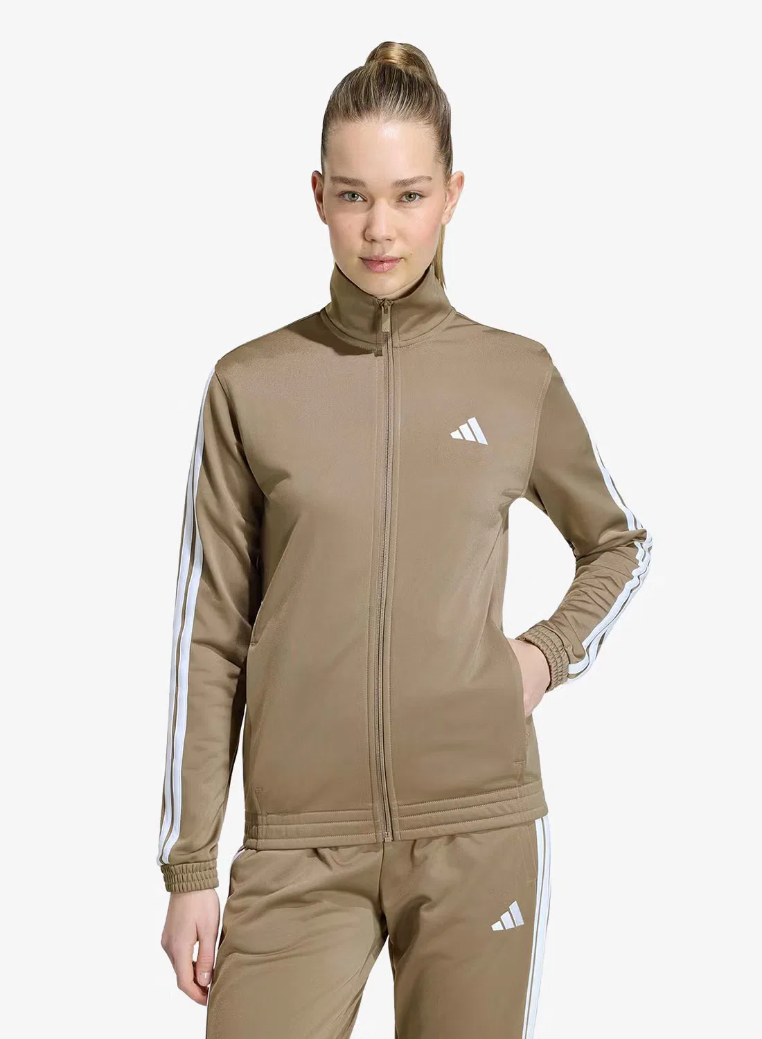 Куртка на молнии с длинным рукавом 3-Stripes essential Adidas, хаки