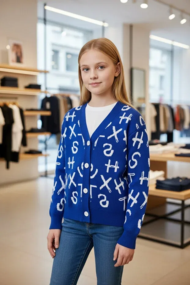 Детский кардиган для девочек с принтом Letter Minimoda Kids, Saks