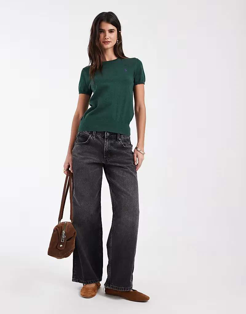 Свитер Polo Ralph Lauren с короткими рукавами, тонкий, зеленый — фото 2