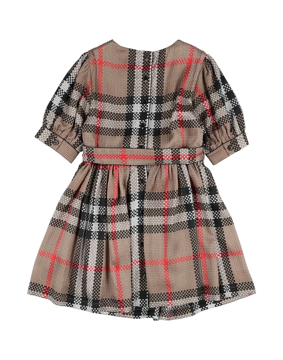 Детское платье для девочек сатиновое Burberry, коричневый — фото 2